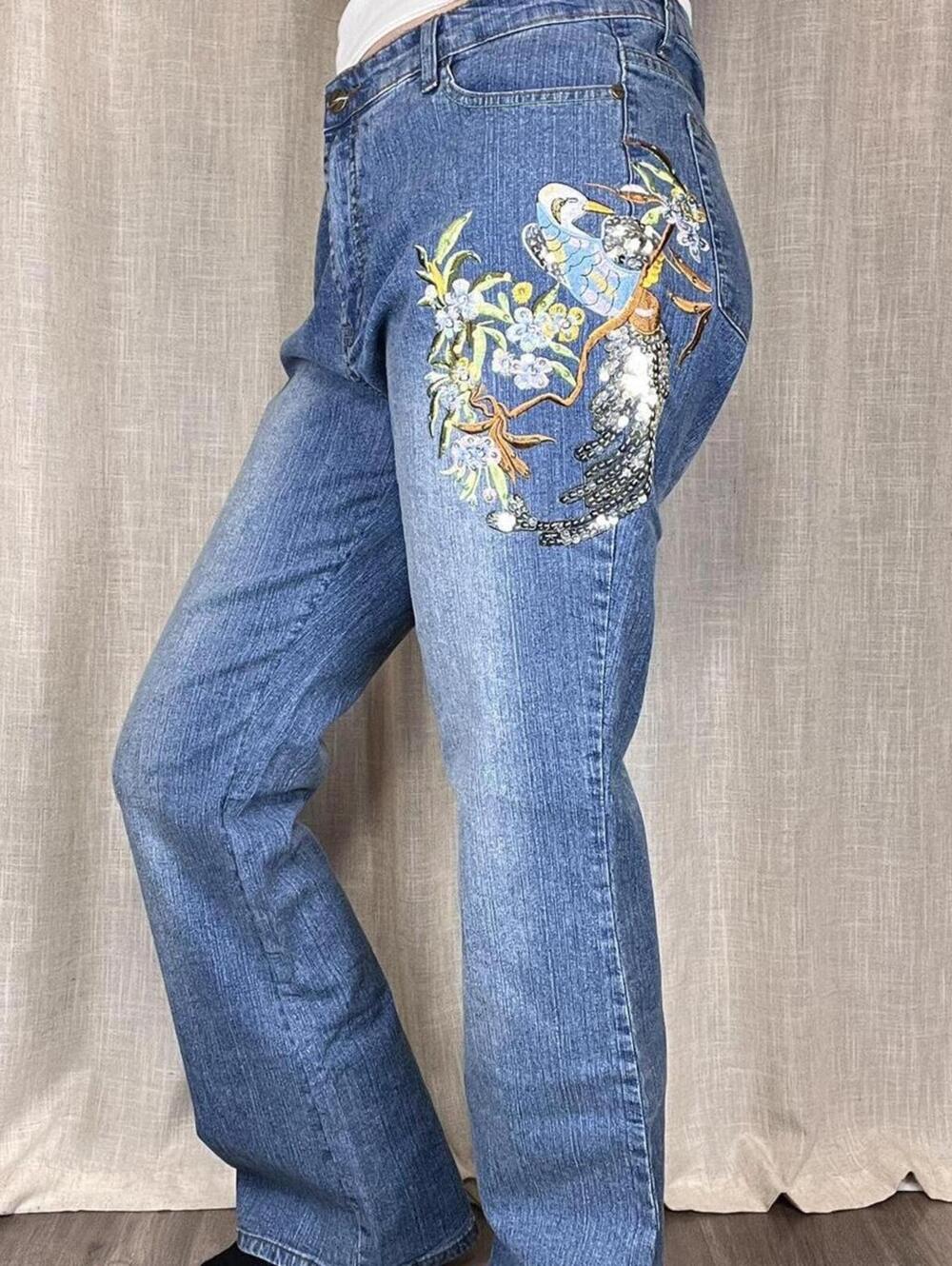 Y2K Embroidered Wide Leg Jeans - Picture 2 of 8